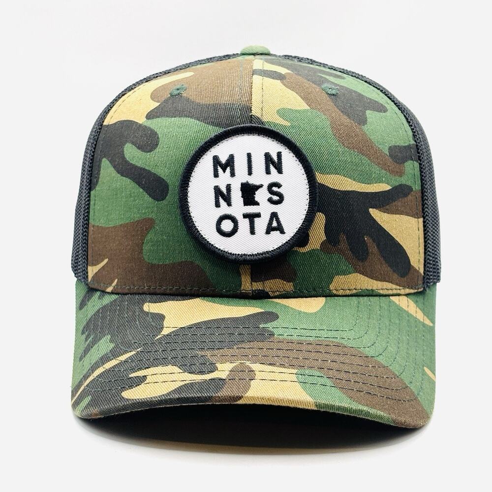 MIN Snapback Trucker Baseball Cap (MIN - Minnesota, Camouflage)